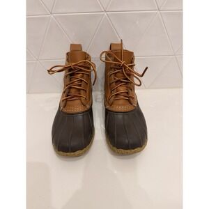 LL Bean Bean Duck Boots Women Size 7 CM Brown Leather Rubber Waterproof Rain